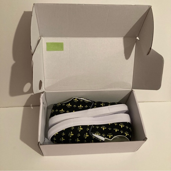 NIB Fleur de Lis Black Gold New Orleans Mardi Gras Women Slip On Shoes 8.5 RARE - Picture 12 of 17